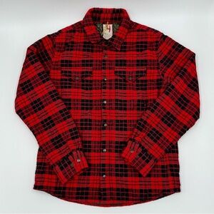 NWT Relwen Men’s Quilted Flannel Shirt Jacket Shacket Red Black Medium Large